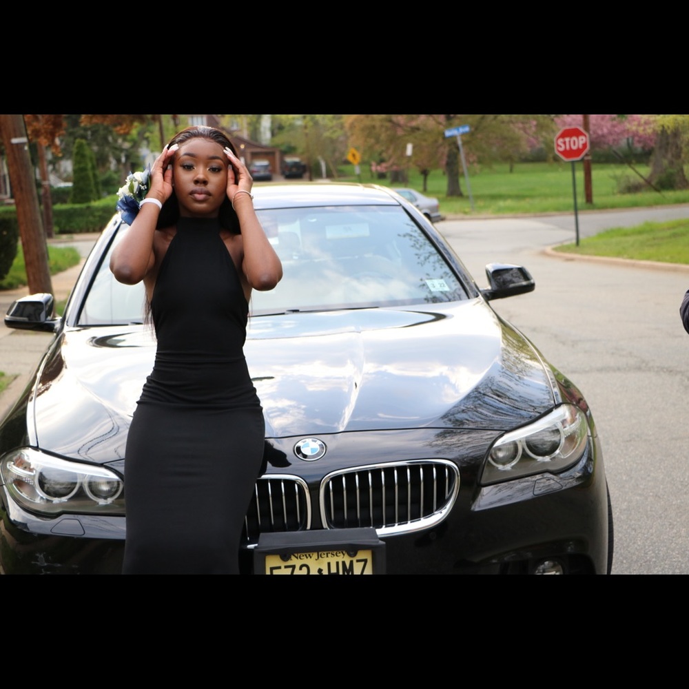 Black Cross Back High Neck Maxi Dress